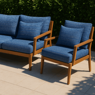 Upholstered in Agora Fantasy Marino