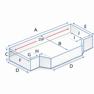Diagram showing how to measure a T-shaped truck or lorry mattress with labelled dimensions