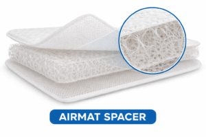 Airmat spacer mattress underlay showing 3D airflow structure for moisture and condensation control