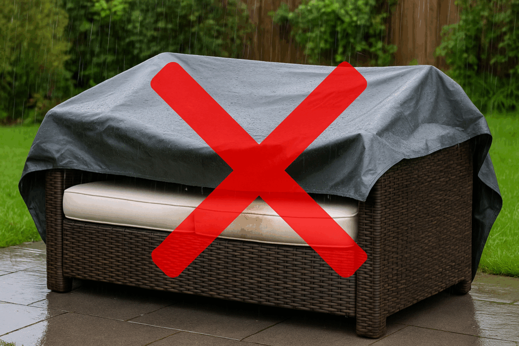 Never store outdoor cushions outdoors in the winter 