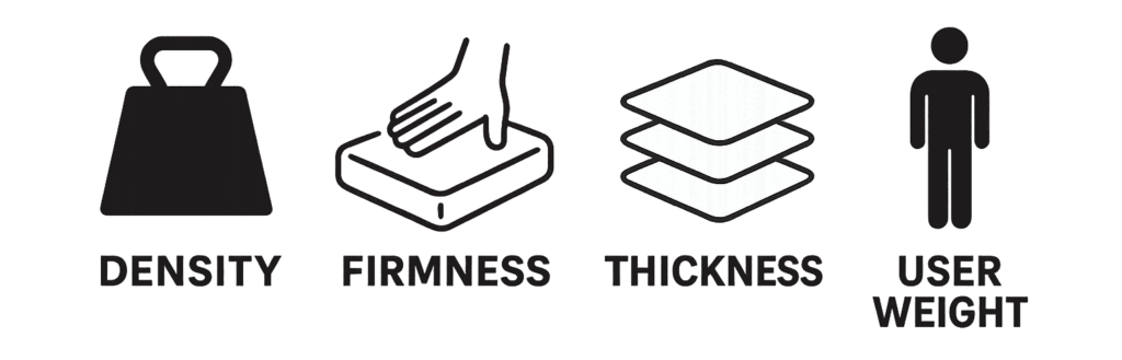 Density Firmness Thickness User Weight