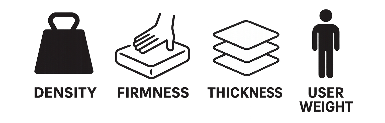 Density Firmness Thickness User Weight
