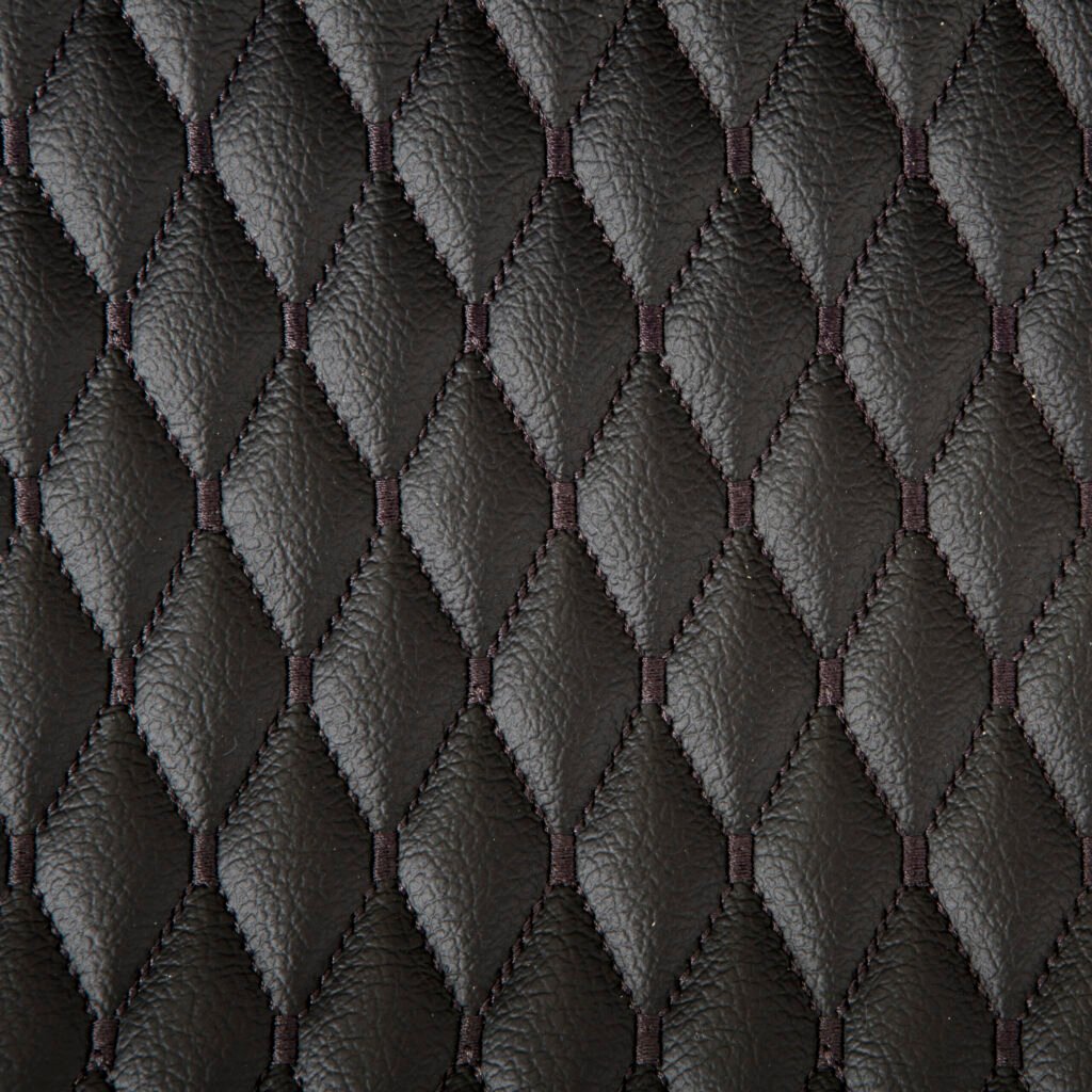 Pre-stitched Small Black Diamond vinyl backed with 6 mm foam for car seats and van interiors