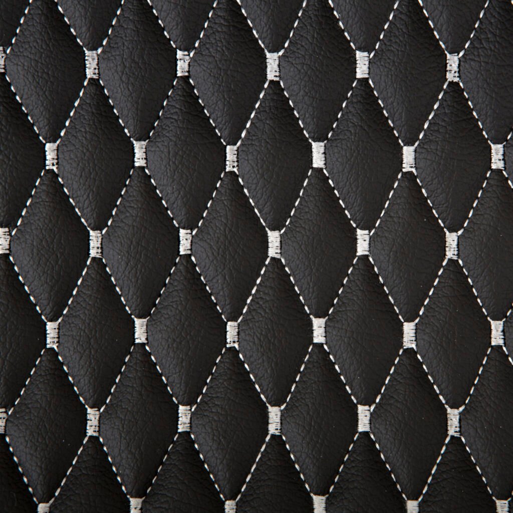 Pre-stitched Small White Diamond vinyl backed with 6 mm foam for car seats and van interiors