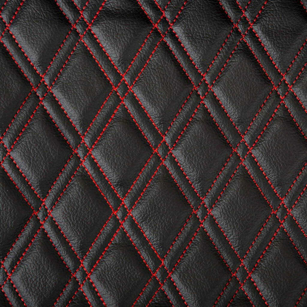 Large Red Diamond stitched vinyl backed with 6 mm foam for car seats, beds, and van interiors