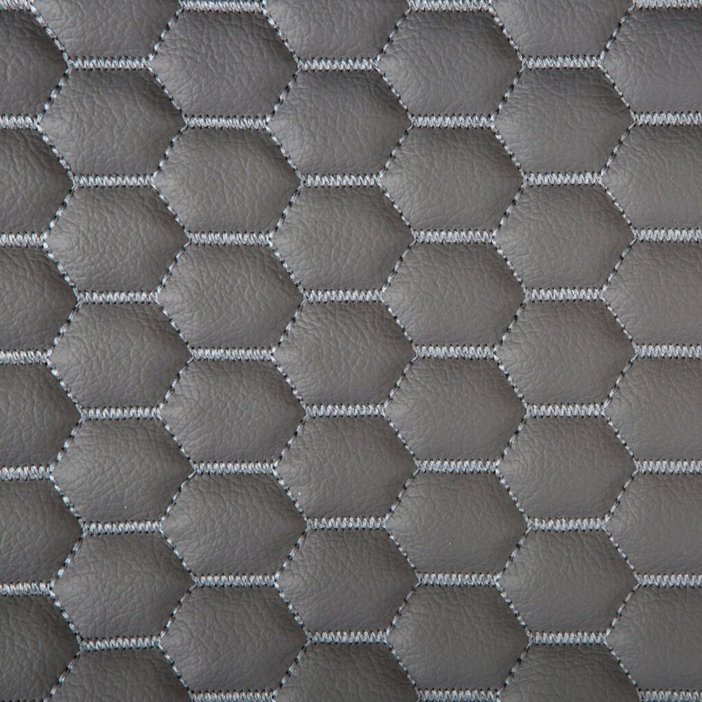 Honeycomb Grey stitched vinyl fabric backed with 6 mm foam for car seats and van interiors