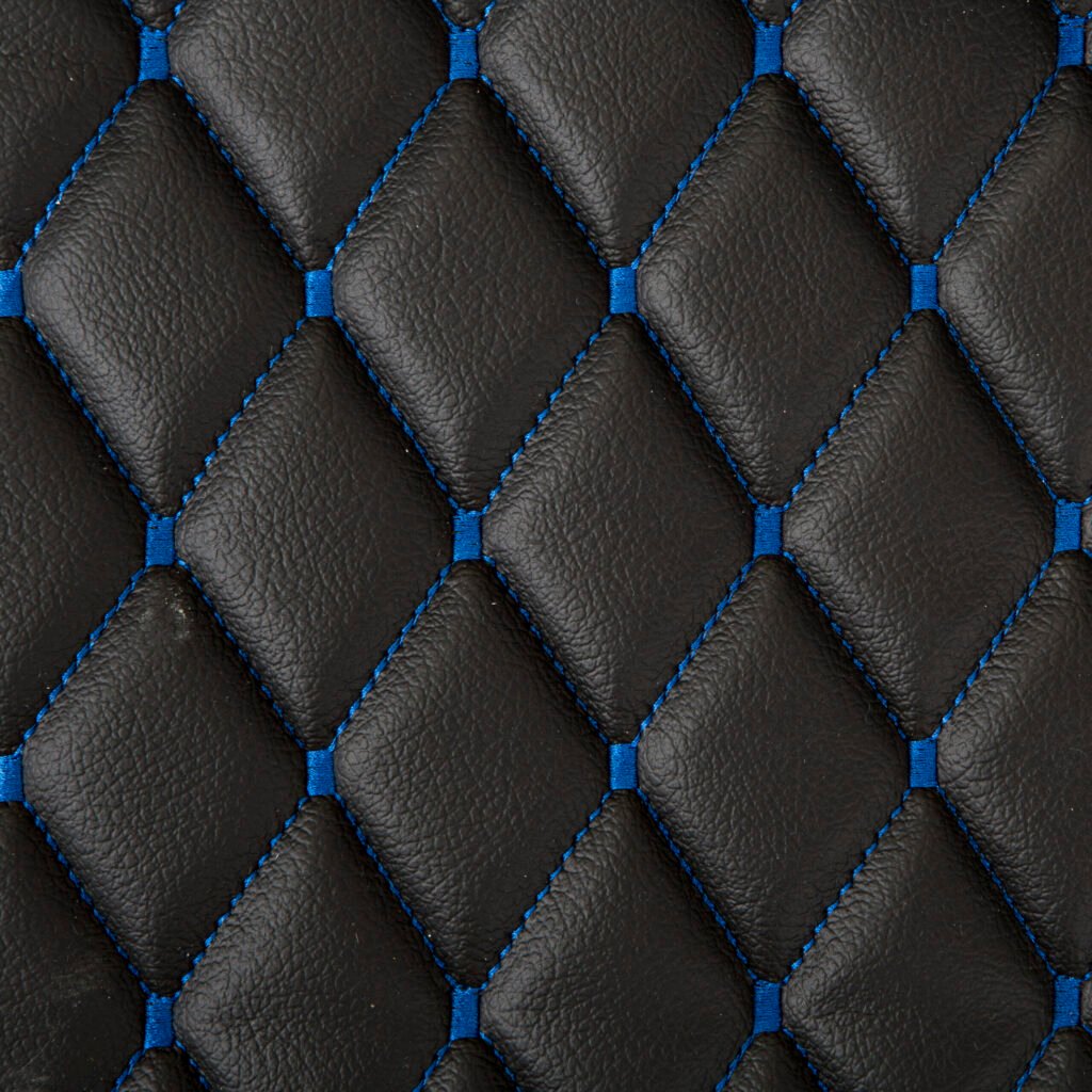 Pre-stitched Small Blue Diamond vinyl backed with 6 mm foam for car seats and van interiors