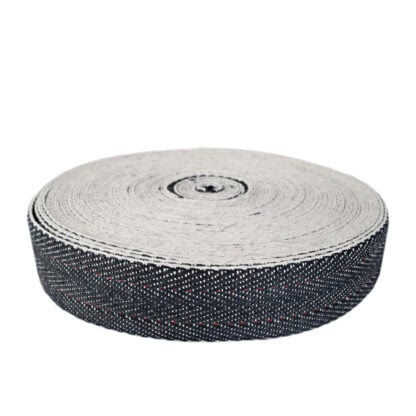 50mm British Woven Black & White Webbing - Image 2