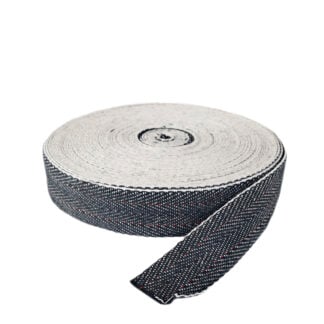 50mm British Woven Black & White Webbing