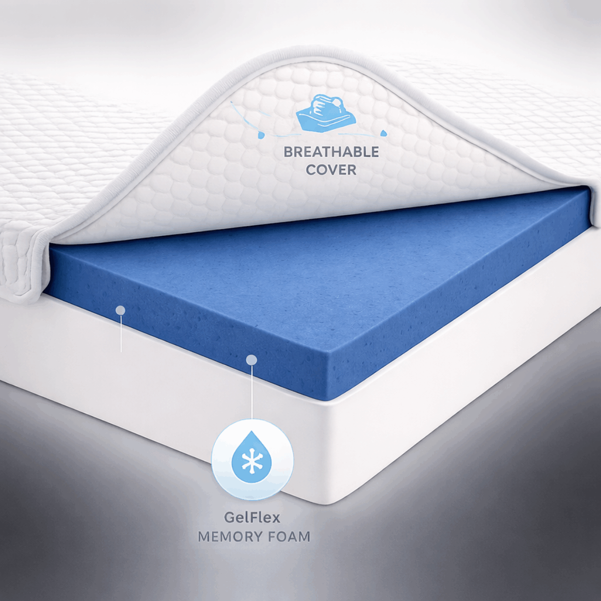 Sleep Innovations Coprimaterasso Memory Foam 5cm Con Gel Rinfrescante - Matrimoniale, Supporto Medio E Fresco - 2
