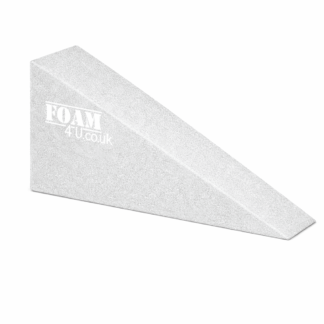 Right angled triangle latex foam cut to size with sharp pointed edge and squared vertical face
