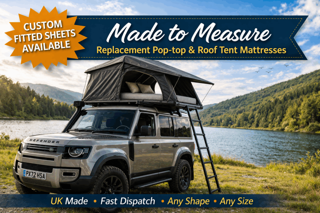 Replacement roof tent mattress on Land Rover Defender made to measure roof tent foam mattress UK