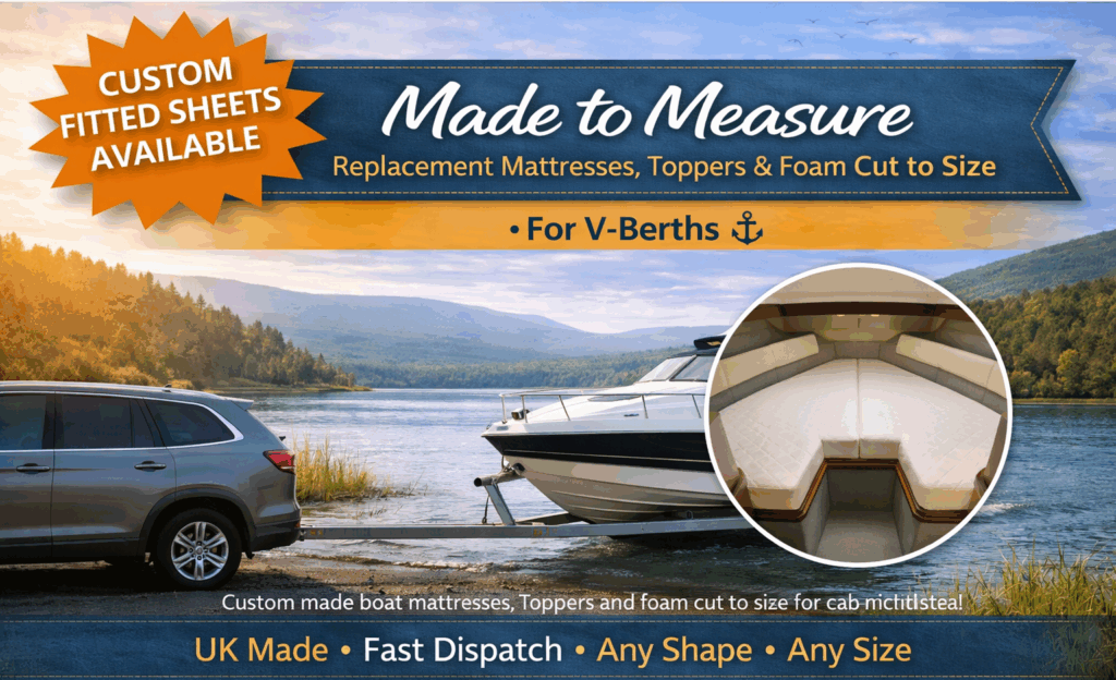 Made to measure V berth mattress replacement foam for boat V berth cabins UK